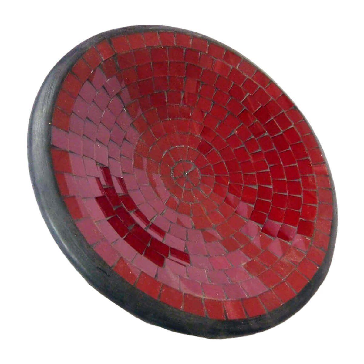 SIMANDRA Dekoschale Mosaik Schale Rund ø ca. 28 cm verschiedene Farben (1 Stück) Rot