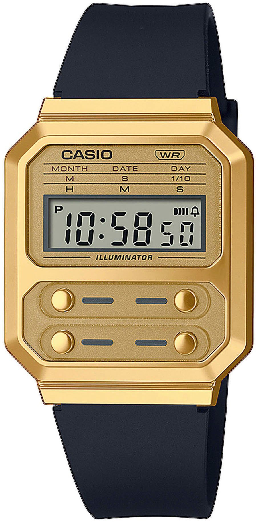 CASIO VINTAGE Chronograph A100WEFG-9AEF, Quarzuhr, Armbanduhr, Damen, Herren, digital, retro, Stoppfunktion