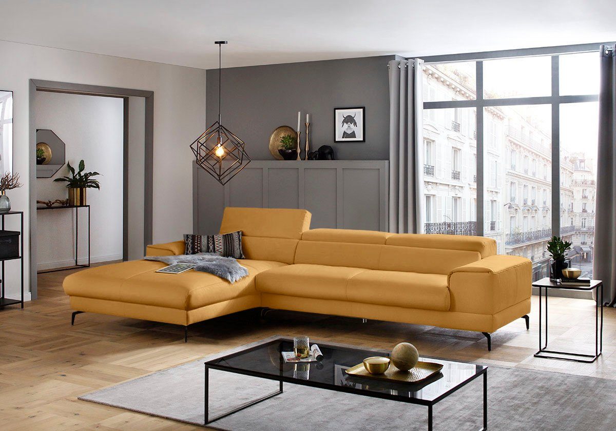 W.SCHILLIG Ecksofa piedroo, Designsofa mit tollem Sitzkomfort, bequem, L-Form, Kopfteilverstellung, wahlweise mit Sitztiefenverstellung, Breite 343cm