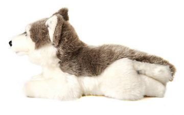 Uni-Toys Kuscheltier Husky grau, liegend - 31 cm (Länge) - Plüsch-Hund - Plüschtier, zu 100 % recyceltes Füllmaterial