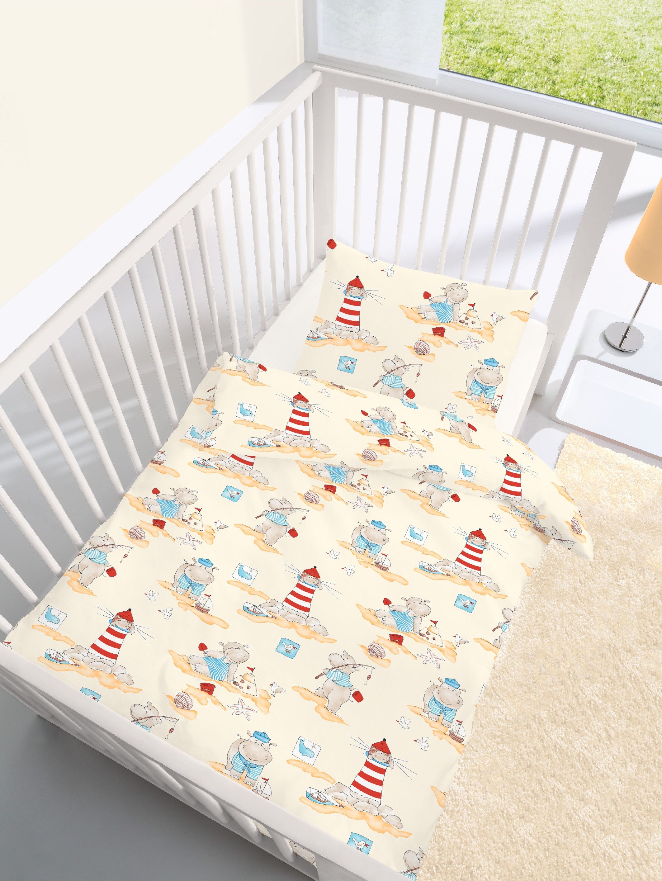 DOBNIG Babybettwäsche Renforcé Kinderbettwäsche 2tlg. 100x135 cm Leuchtturm günstig online kaufen