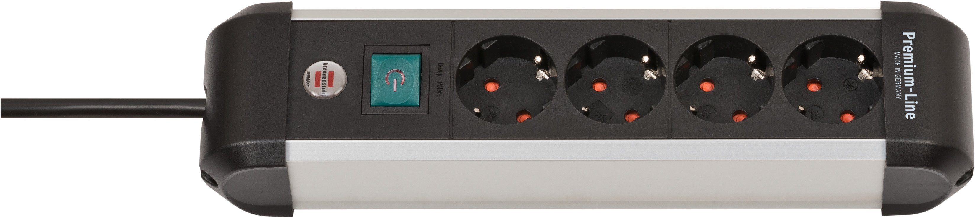 Brennenstuhl Premium-Alu-Line Steckdosenleiste 4-fach (Kabellänge 1,8 m), mit Schalter