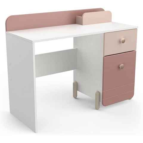 habeig Kinderschreibtisch Kinder Schreibtisch Kindertisch Kindermöbel (Rosa/Weiss #230)