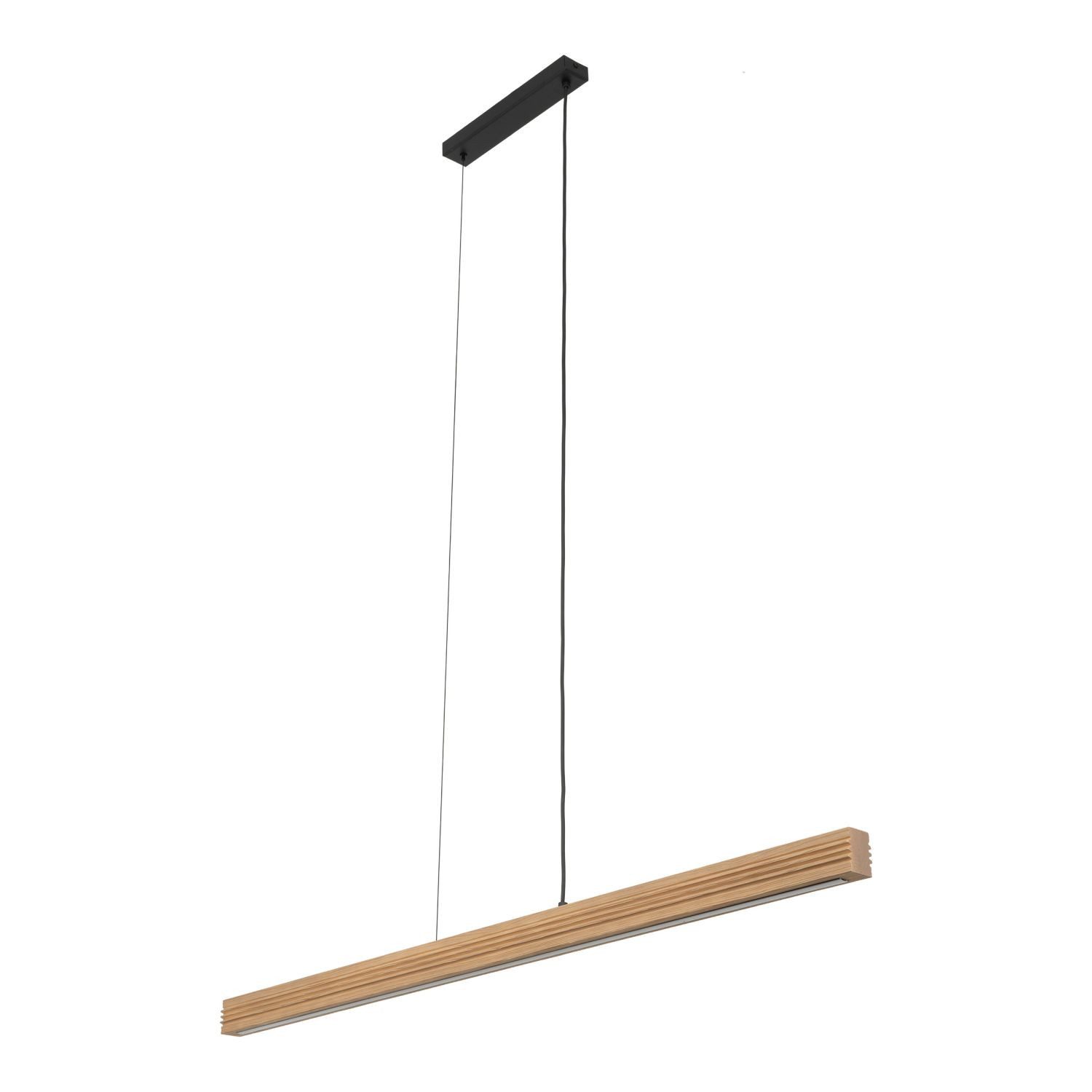 Licht-Erlebnisse Pendelleuchte LISCA, LED fest integriert, Warmweiß, Metall Holz LED H: max. 140 cm Schwarz Kiefer länglich 3000 K 1400 lm