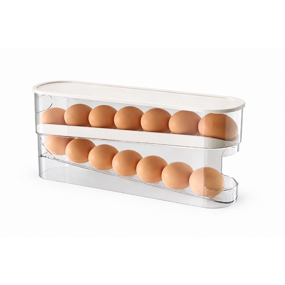 R2 Invest Eierkorb Eierbehälter für Kühlschrank 33 × 8,5 × 14 cm für 12 bis 14 Eier