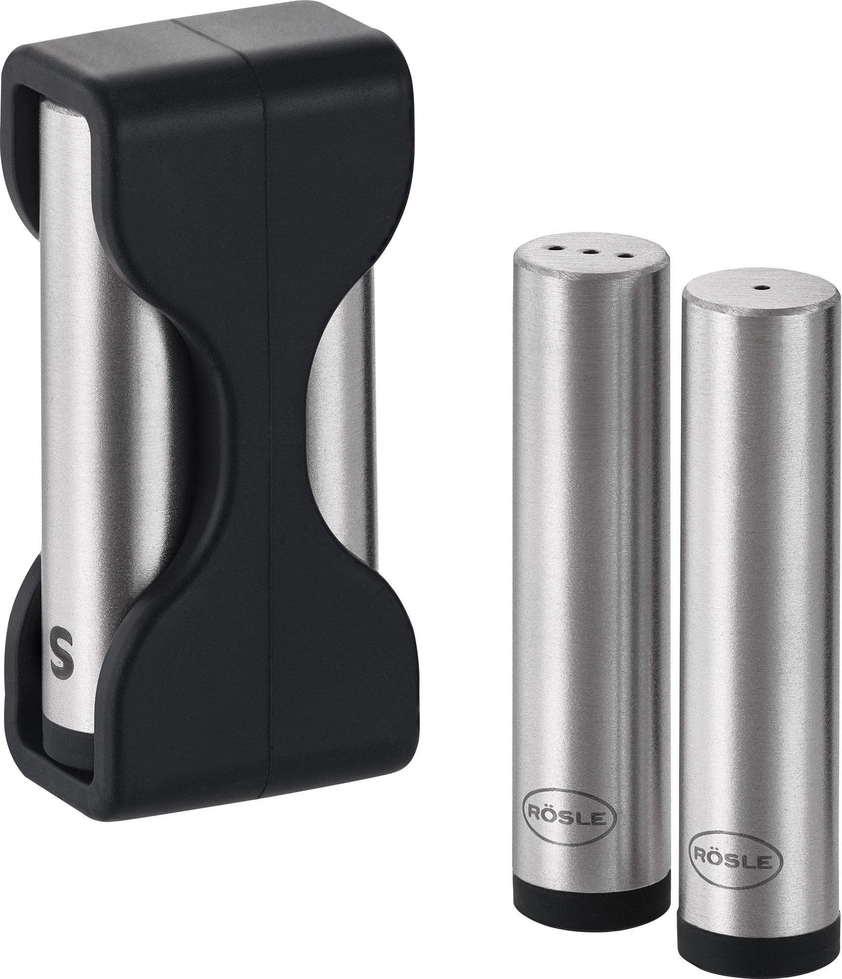 RÖSLE Salz- / Pfefferstreuer Salz- und Pfeffer Set FLEXX 2GO, (Set, 4-tlg), inklusive Bestecktasche