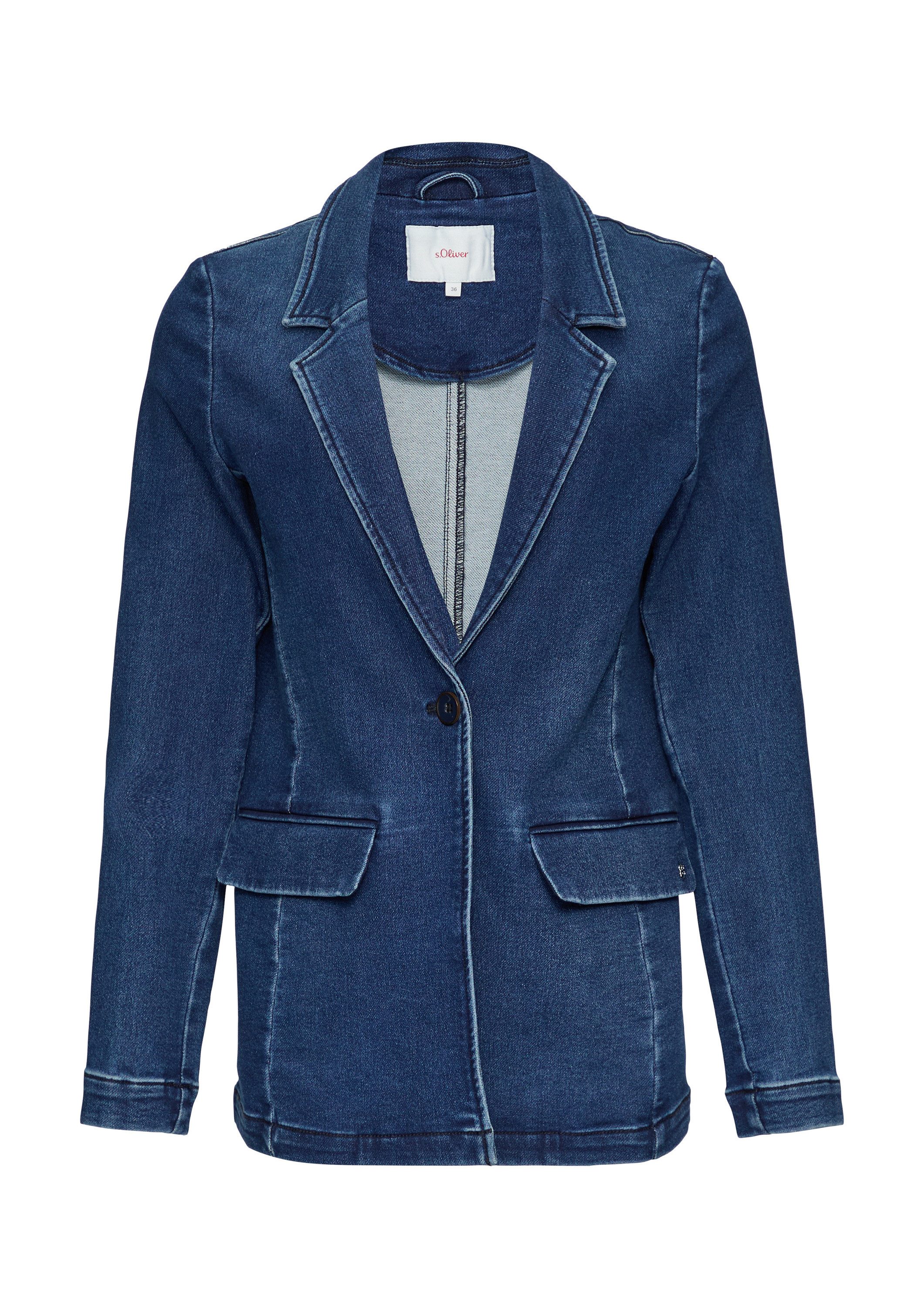 s.Oliver Jackenblazer Indoor-Blazer Antaillierter Blazer aus Sweat-Denim