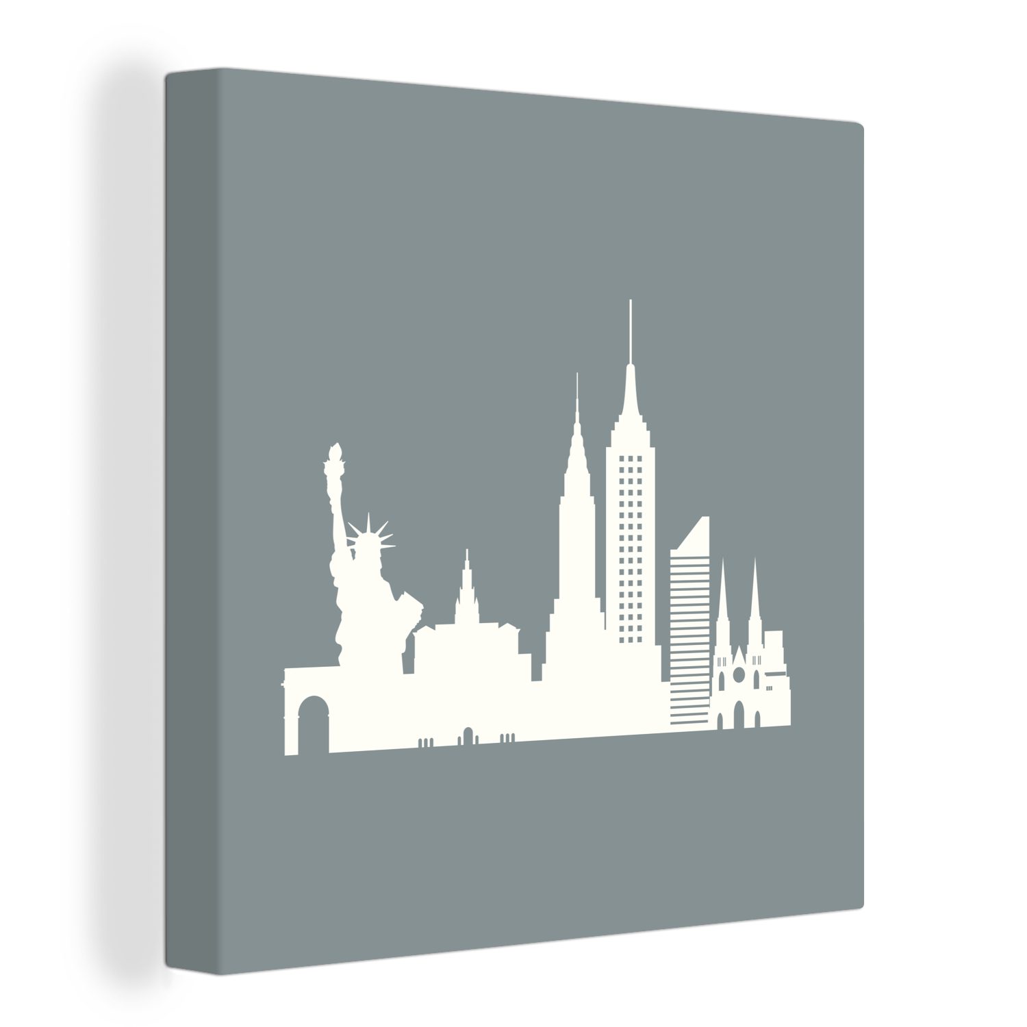 OneMillionCanvasses® Leinwandbild New York - Illustration - Grau - Weiß, (1 St), Leinwand Bilder für Wohnzimmer Schlafzimmer
