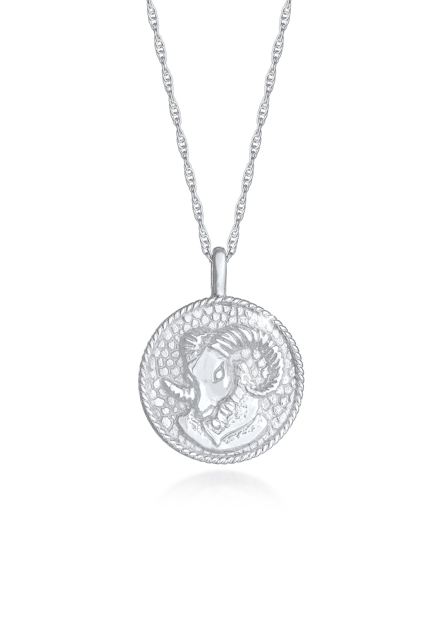 Elli Kette mit Anhänger Sternzeichen Astro Münze Antik 925 Widder Silber