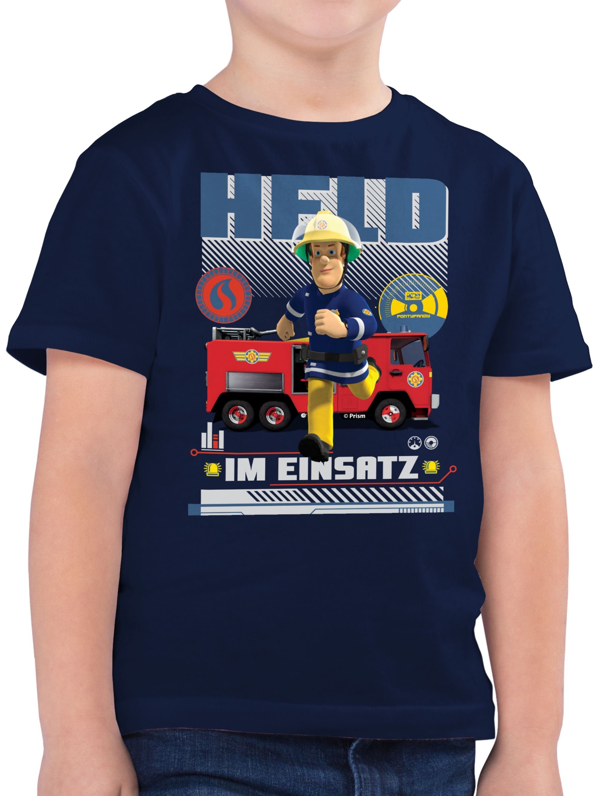 Shirtracer T-Shirt Held im Einsatz Feuerwehrmann Sam Jungen 02 Dunkelblau