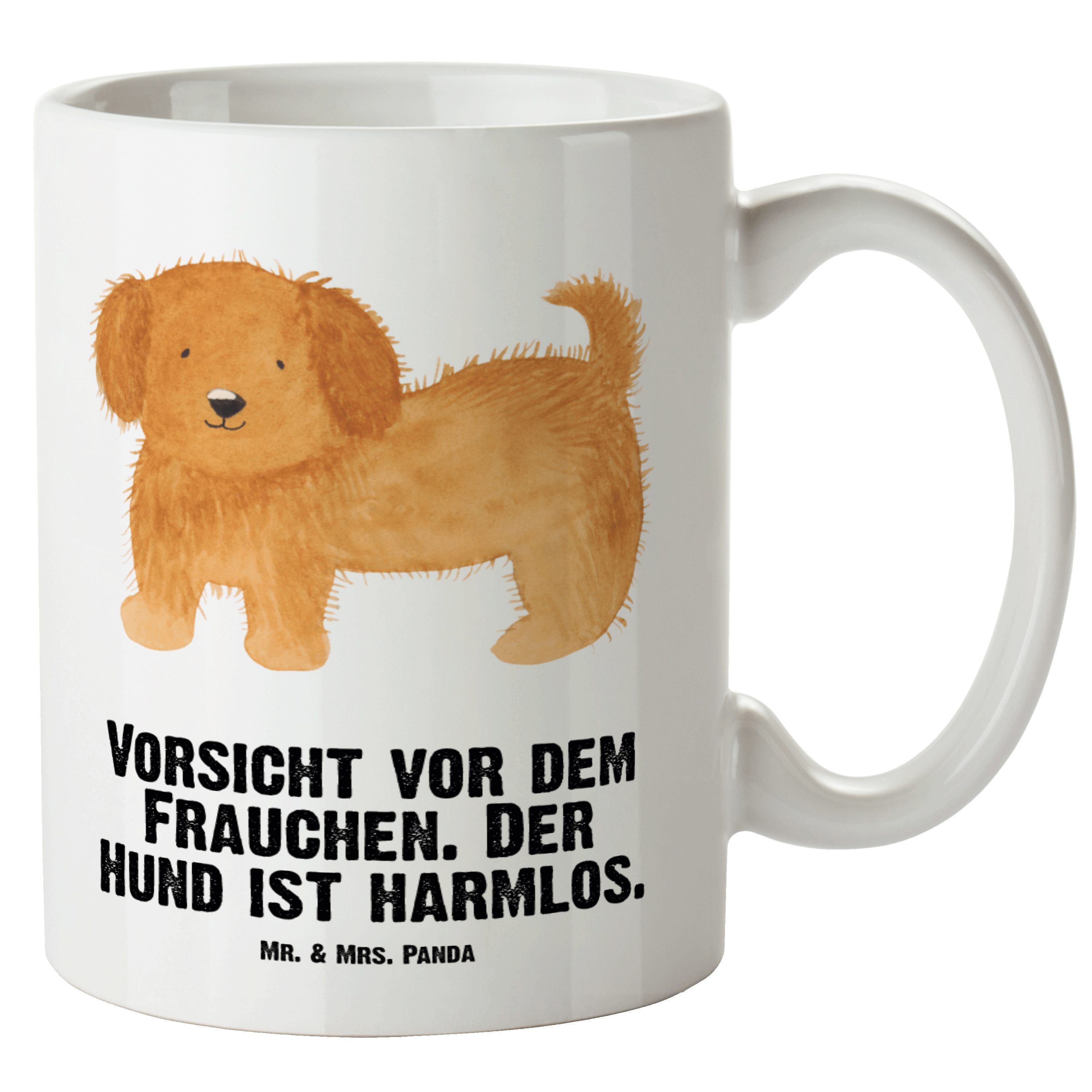 Mr. & Mrs. Panda Tasse Hund flauschig - Weiß - Geschenk, Frauchen, XL Becher, Sprüche, Jumbo, XL Tasse Keramik