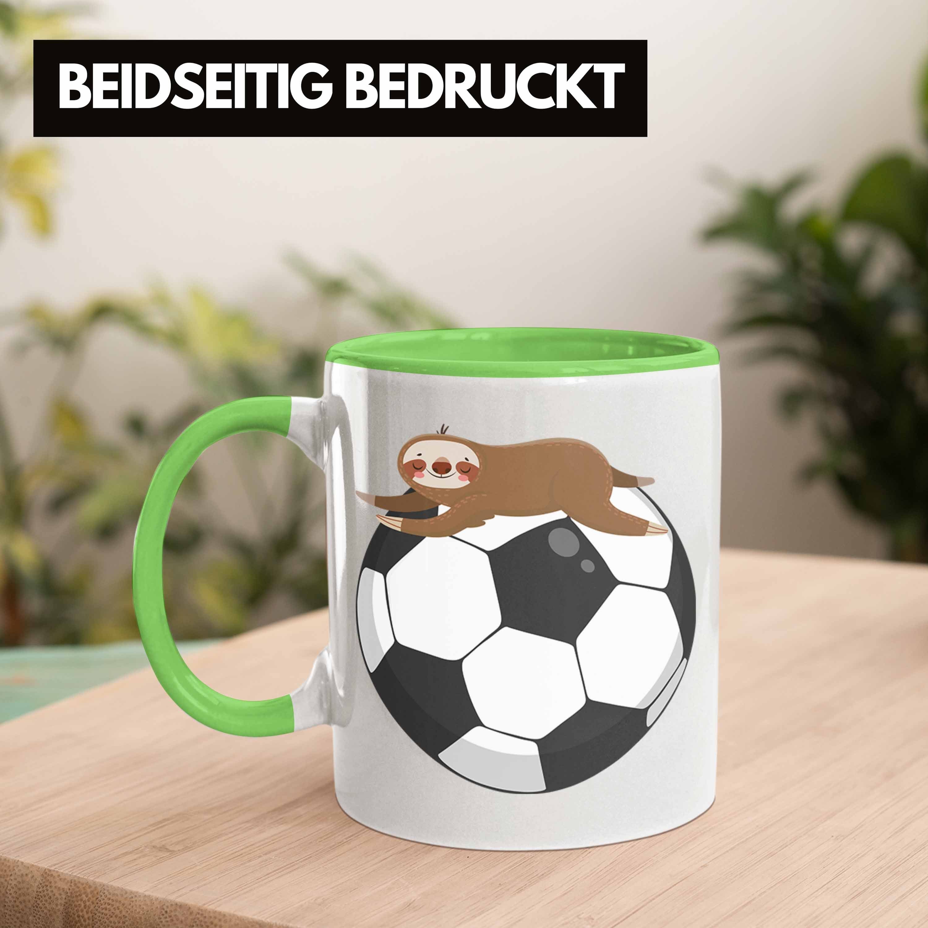 Geschenk Geschenkidee Tasse Lustige Faultier Fußballer Tasse Fussball Grafik Grün Trendation Trendation Jungs -