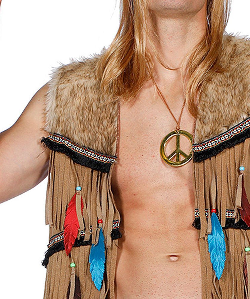 Karneval-Klamotten Hippie-Kostüm Herren Flower Power Weste hochwertig mit F günstig online kaufen