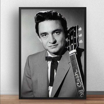 TPFLiving Kunstdruck (OHNE RAHMEN) Poster - Leinwand - Wandbild, Johnny Cash - Kunstdrucke des Country-Sängers und Songschreiber (Leinwand Wohnzimmer, Leinwand Bilder, Kunstdruck), Farben: Schwarz-weiß - Größe 13x18cm