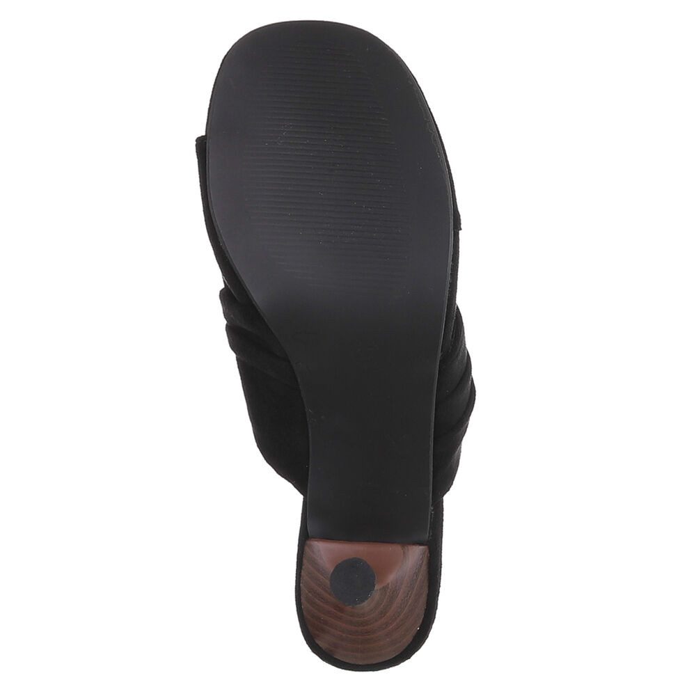 Ital-Design Damen Mules mit Absatz und gerafftem Design Zehentrenner (91849527) Pfennig-/Stilettoabsatz Sandalen & Sandaletten in Schwarz
