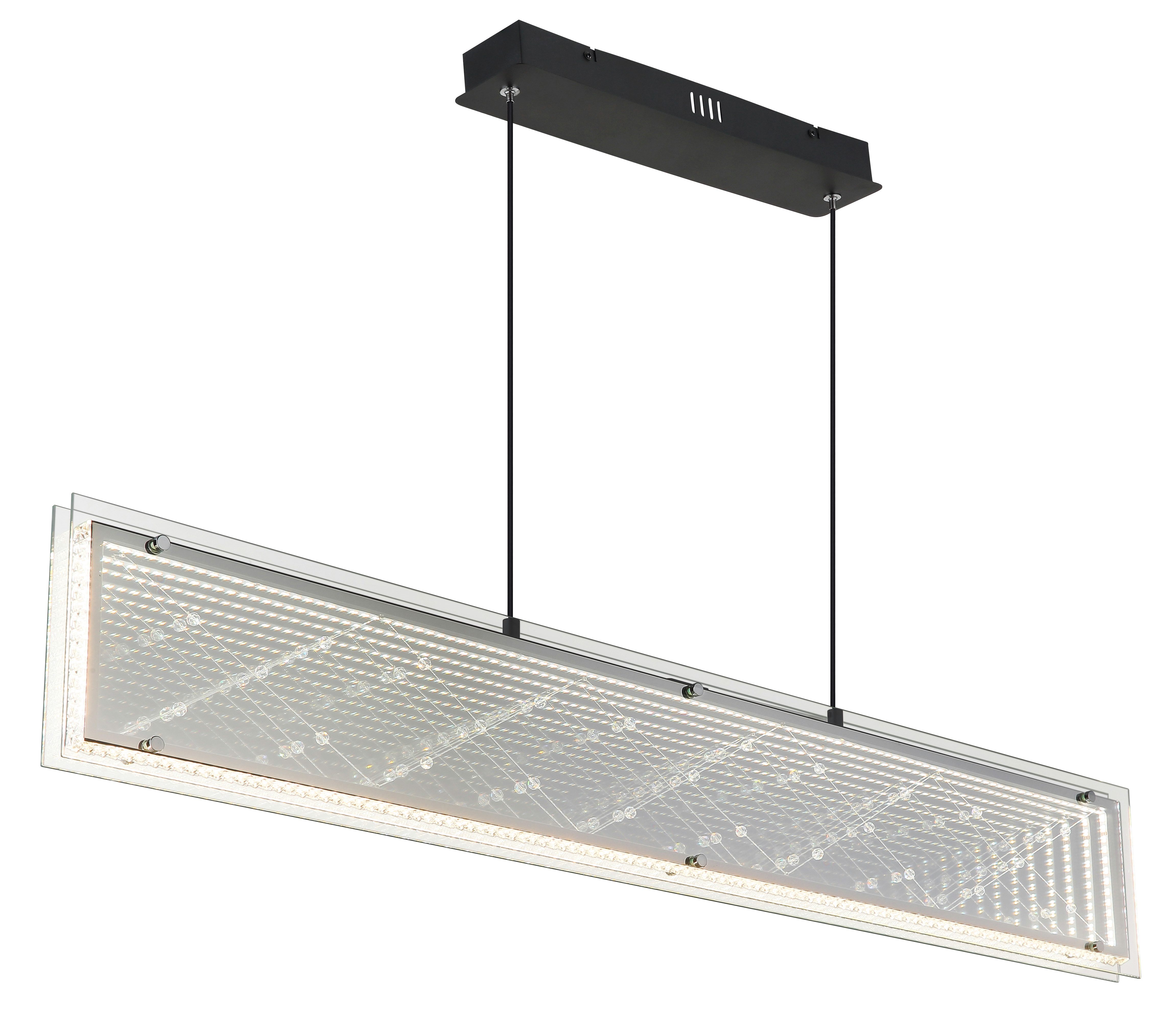 GLOBO LIGHTING Hängeleuchte MIRRORA, LED fest integriert, Hängeleuchte Schwarz, 3D-Kristalle, dimmbar, LED 40W
