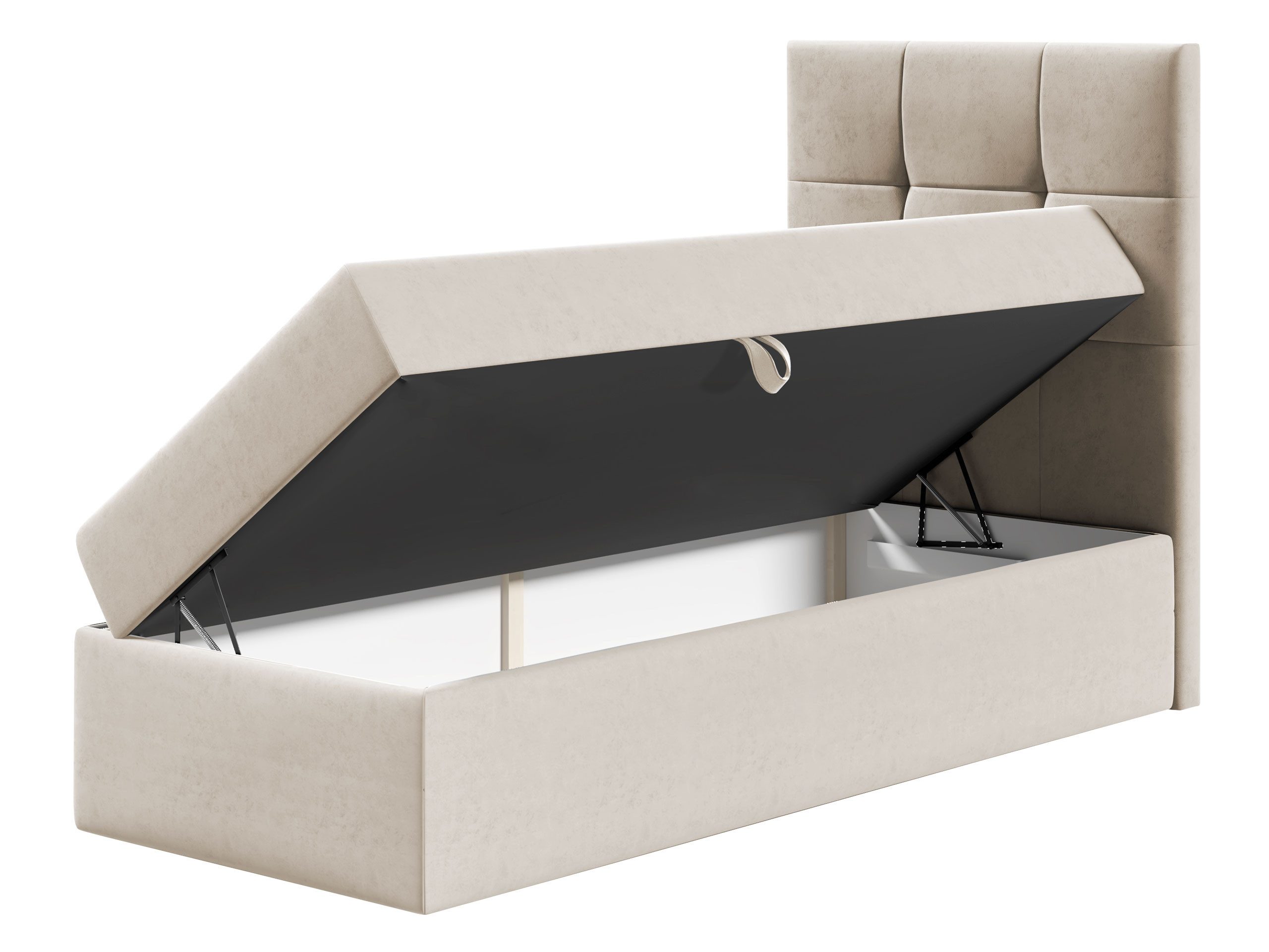 MIRJAN24 Boxspringbett Mini 2 (mit Hauptmatratze, Topper, Kopfteil), 80, 90, 100 / 200 cm, Seitenwahl, Einzelbett
