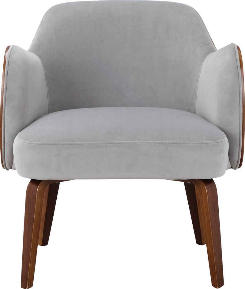 OTTO products Loungesessel »Eleena« (1-St), Sessel mit Stoff aus recyceltem Polyester, Beine aus Pappelholz, Sitz und Rücken gepolstert, in verschiedenen Bezugsqualitäten und Farbvarianten enthältlich, Sitzhöhe 47 cm