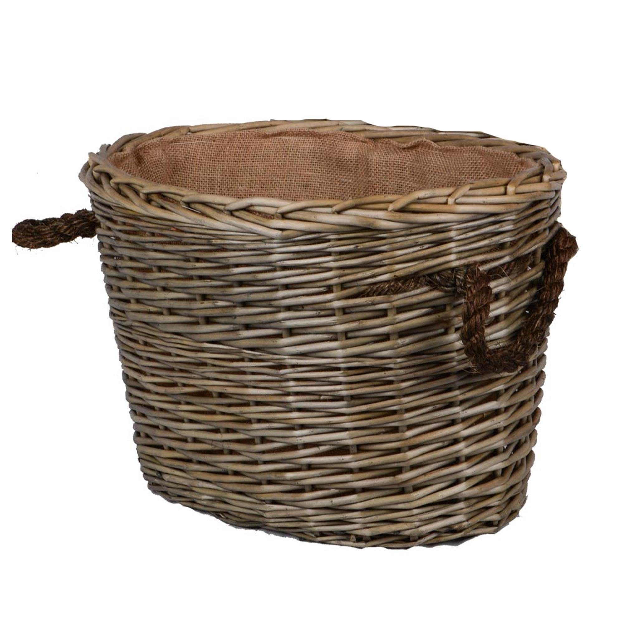 UNUS HOME Kaminholzkorb Korb oval gefüttert mit Seilgriffe grau (1 St) günstig online kaufen