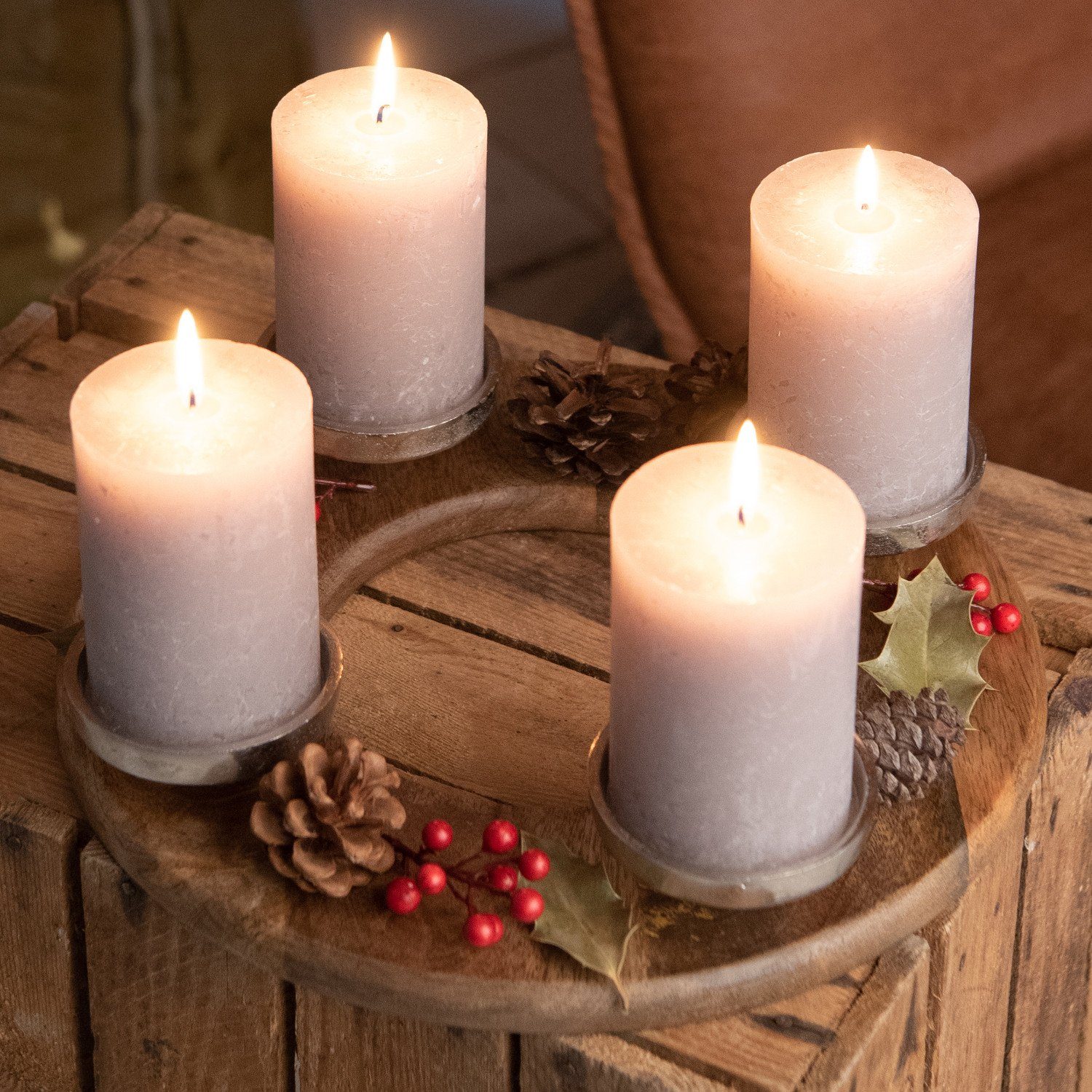 30cm Kamelio Kerzenständer Kerzenhalter Adventskranz Weihnachtskranz Holz Rund Advent