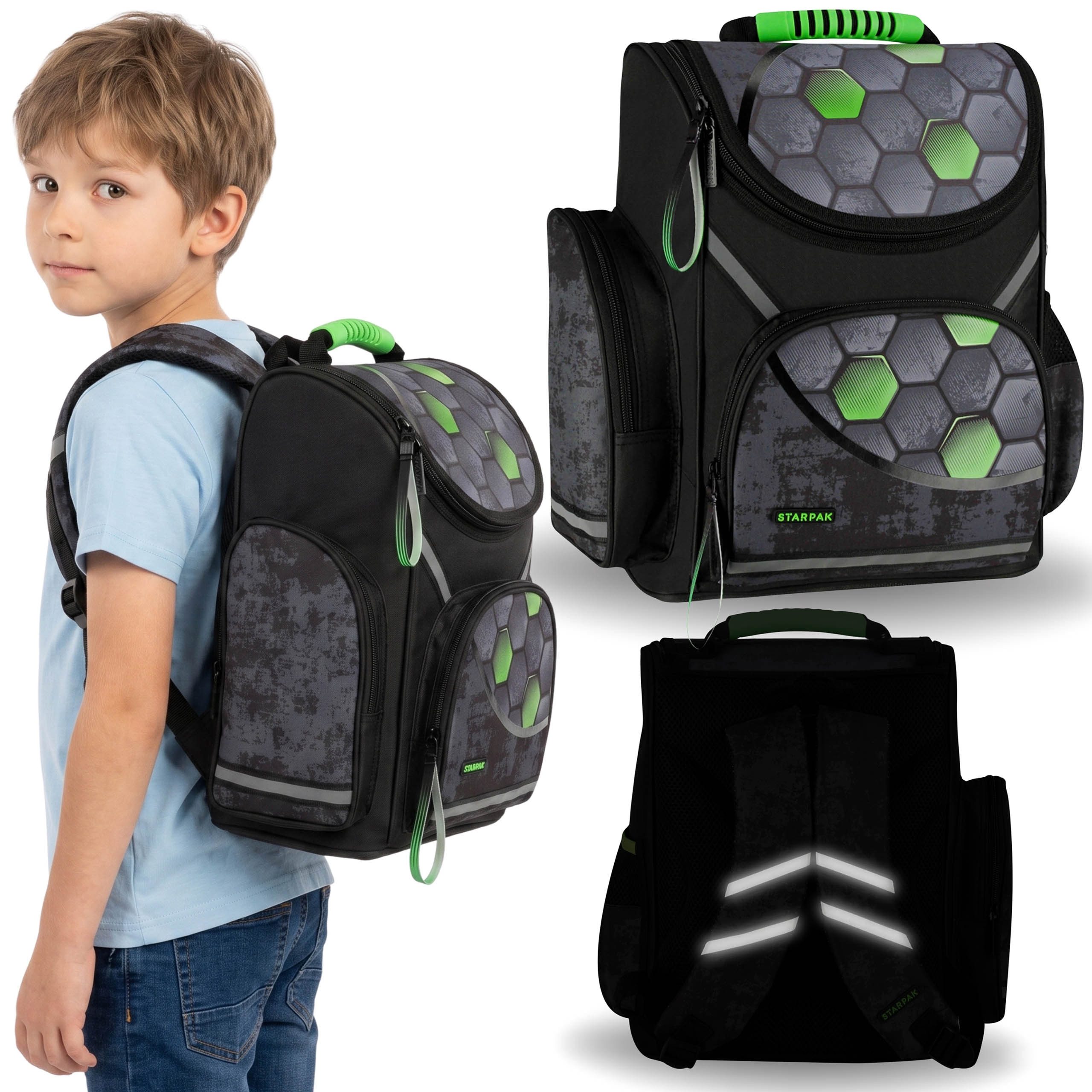 Sarcia.eu Schulrucksack Fußball-Schulrucksack für Jungen, verstärkt, reflektierend, 18 l