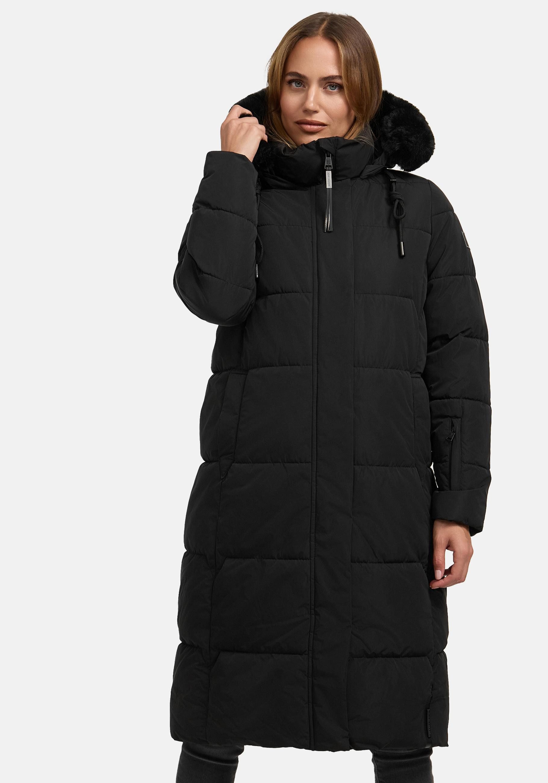 Navahoo Steppmantel Blitzliebe XIV Wintermantel mit Kunstfell-Kapuze