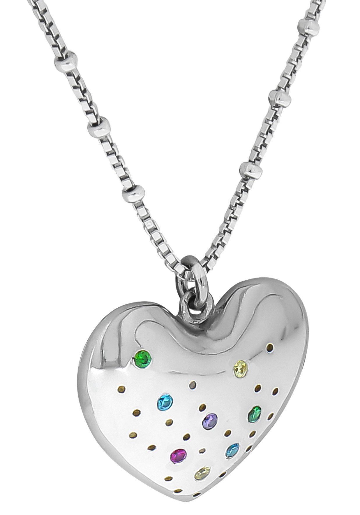 Firetti Kette mit Anhänger Schmuck Geschenk Silber 925 Halsschmuck Halskette Venezianer Herz, mit Zirkonia (synth)