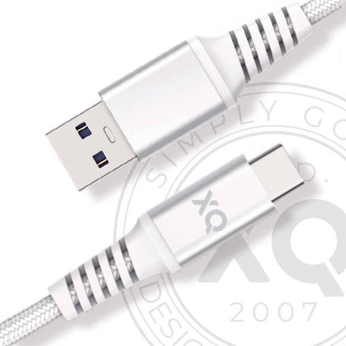 XQISIT 2m USB-C 3.0 Schnell-Ladekabel Kabel Weiß USB-Kabel, USB-A,USB-C, Kein (200 cm), HQ Ladekabel Datenkabel USB Type C 3.0 Handy Smartphone Tablet PC – Bild 2 von 4