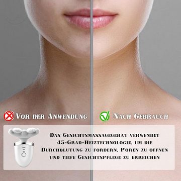 leben Dermaroller Gesichtsmassagegerät Anti-Falten 4-in-1 elektrischer Gesichtsreiniger, Roller Doppelkinn-Entferner für Männer V-Gesicht, Mikrostromgerät für Gesicht und Hals, EMS-Gesichtsmassage für Frauen
