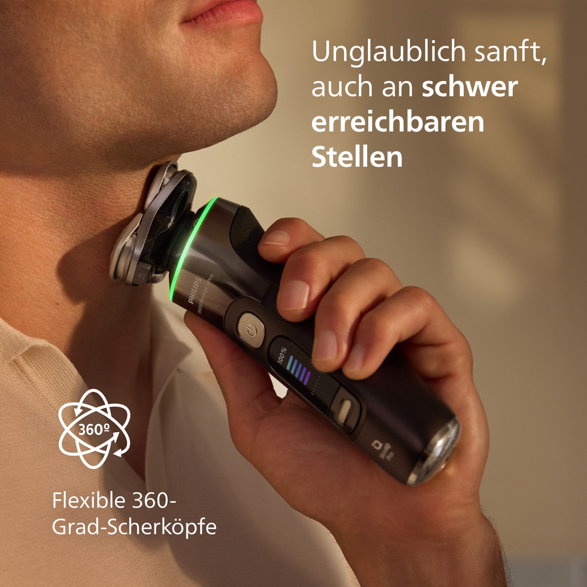 Philips Elektrorasierer Series i9000 Prestige Ultra XP9402/31, Aufsätze: 1, mit SkinIQ Technologie, inkl. Ladestand, Reiseetui, 1 Kartusche – Bild 3 von 5