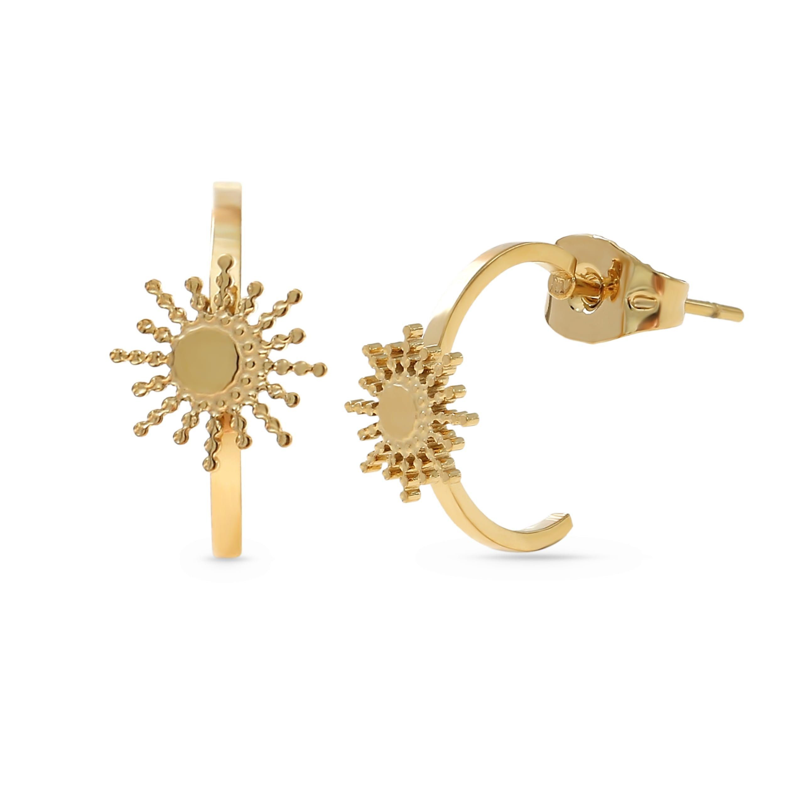 Made by Nami Paar Ohrstecker Goldene Ohrringe Damen mit Sonne Boho Schmuck aus Edelstahl, Wasserfest für Sommer Outfits