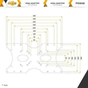 RICOO F0342 TV-Wandhalterung, (bis 55 Zoll, Monitor VESA Adapter Erweiterung von 75 x 75 auf bis zu 400 x 200)