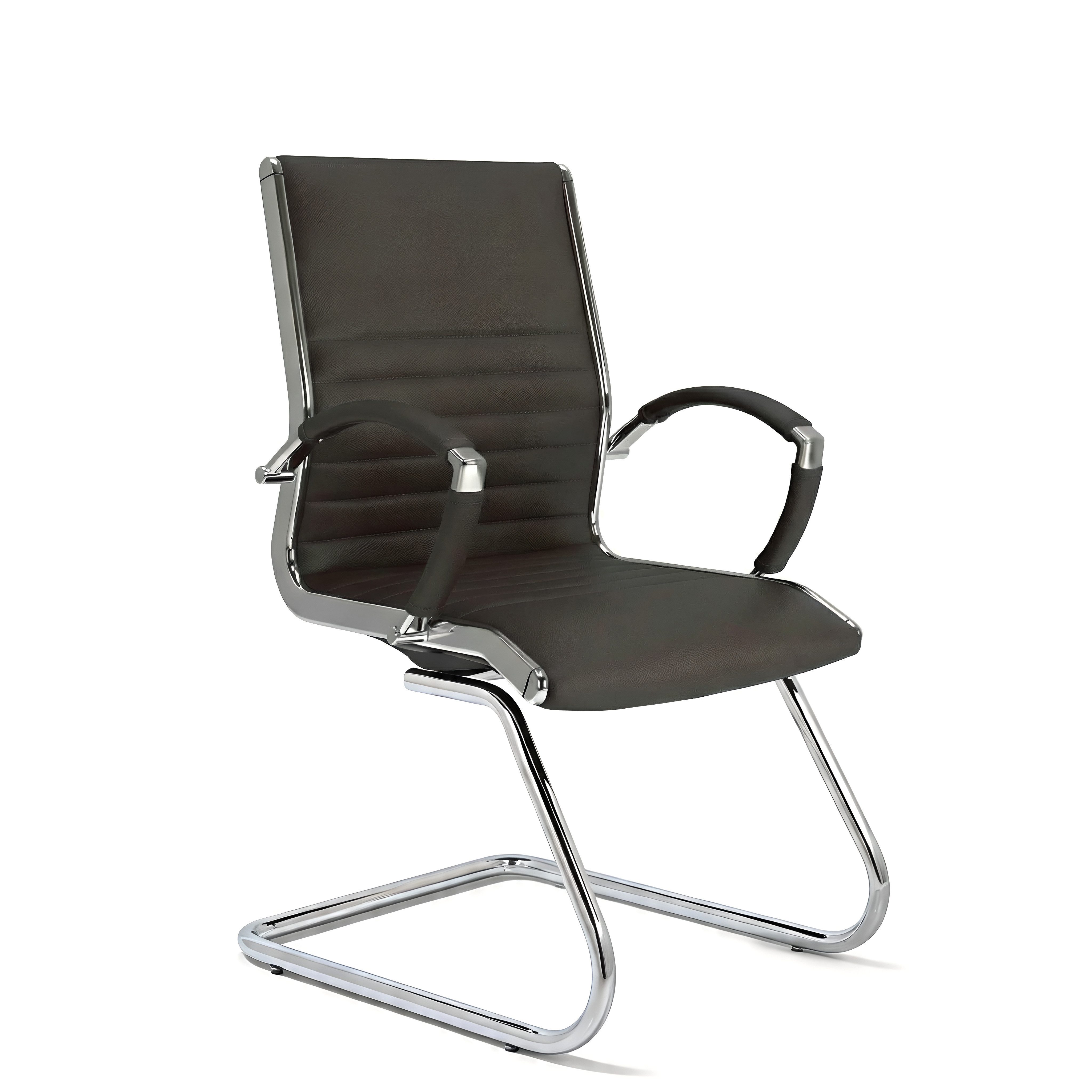 Versee Besucherstuhl VERSEE Montreal Konferenzstuhl Leder, 150kg belastbar, ergonomisch (Freischwinger für Home Office und Büro), mit Lendenstütze, gepolstert, hervoragende Freischwingereigenschaften
