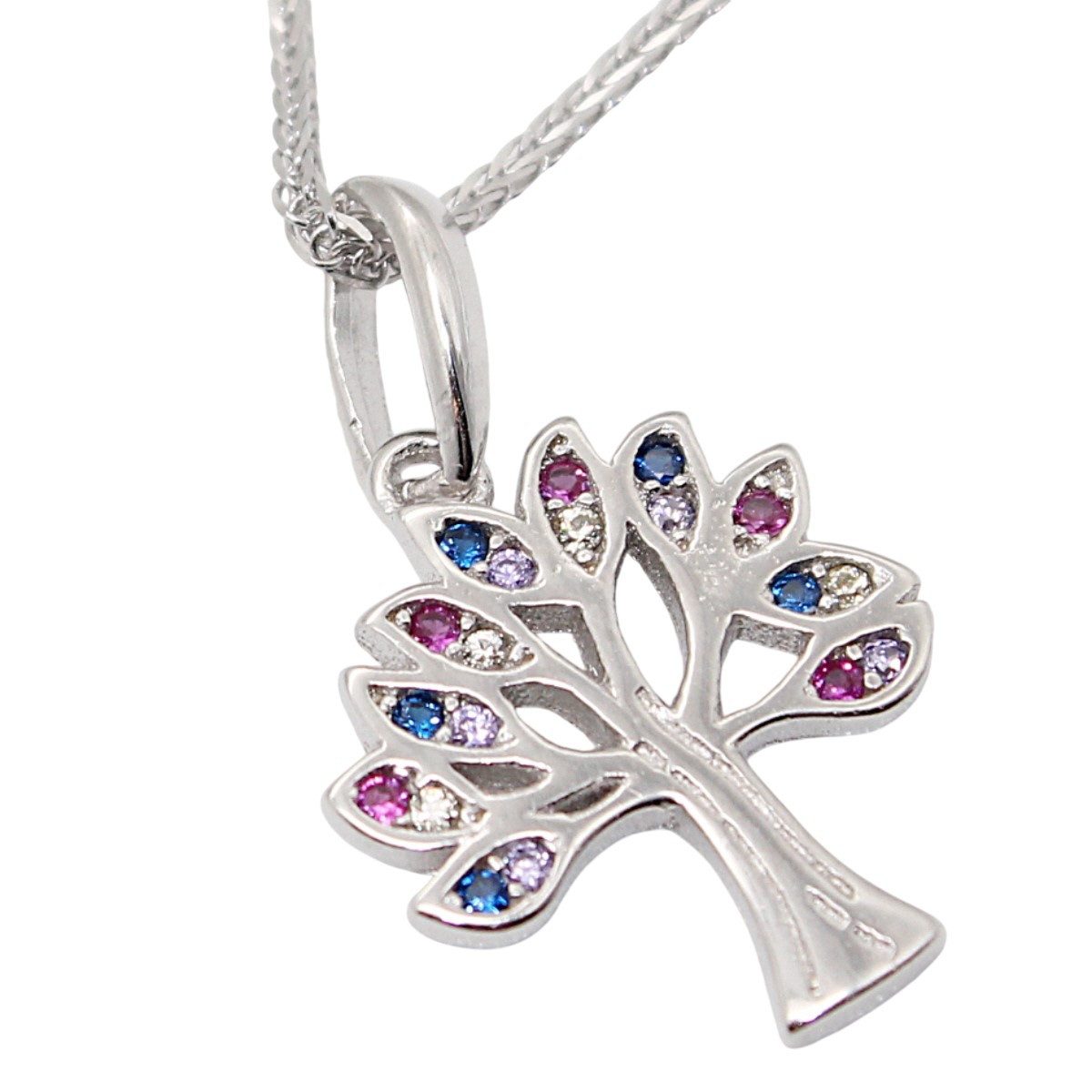 ELLAWIL Silberkette Kette mit Lebensbaum Anhänger Halskette Baum des Lebens Zirkonia (GESCHENKIDEE, Sterling Silber 925, Kettenlänge 50 cm), inklusive Geschenkschachtel