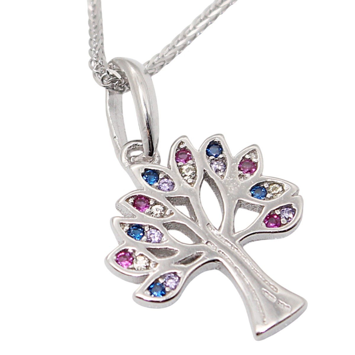 Valentinstagsgeschenk ELLAWIL Silberkette Kette mit Lebensbaum Anhänger Halskette Baum des Lebens Zirkonia (GESCHENKIDEE, Sterling Silber 925, Kettenl