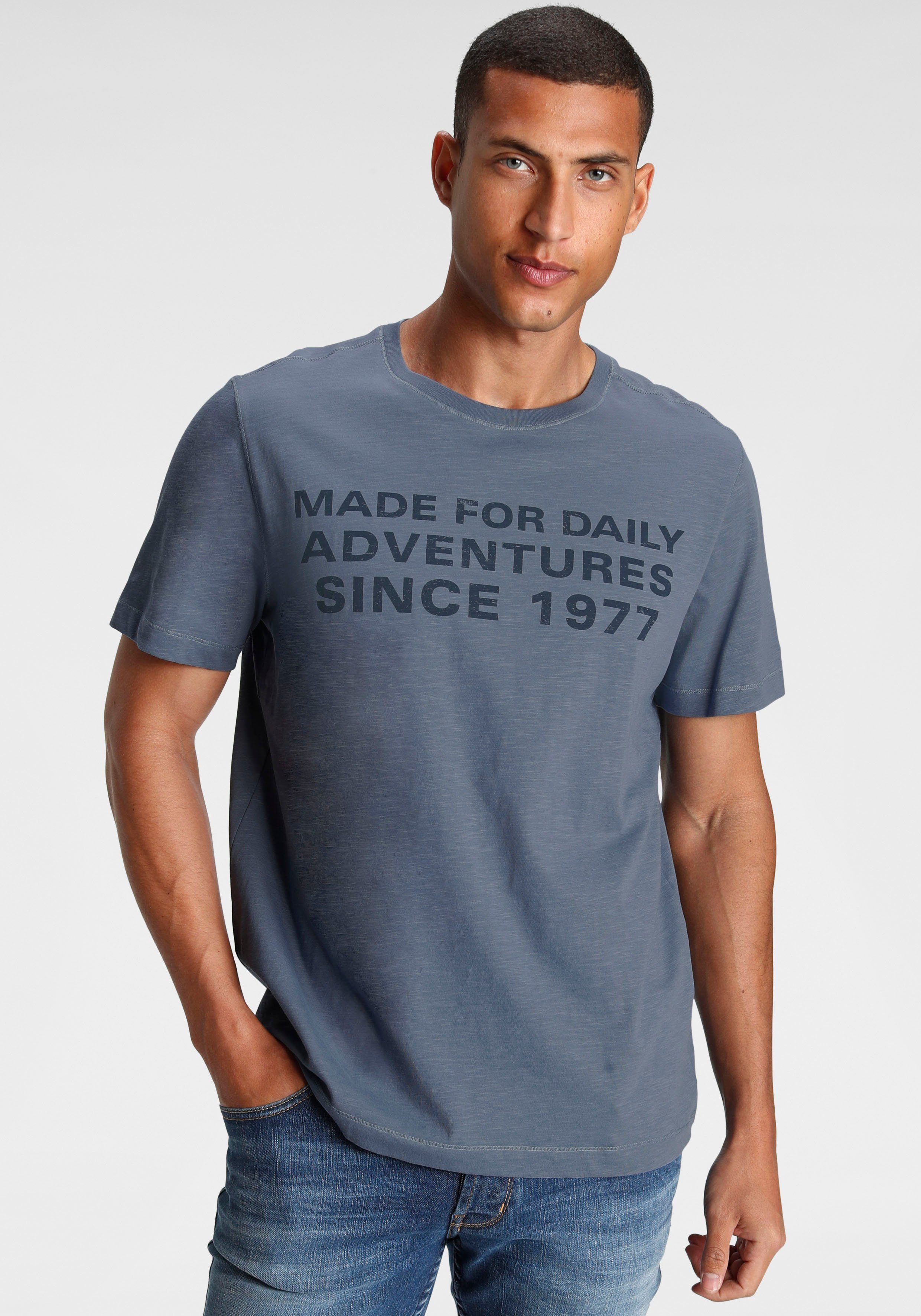 camel active T-Shirt mit Logoprint denim blue