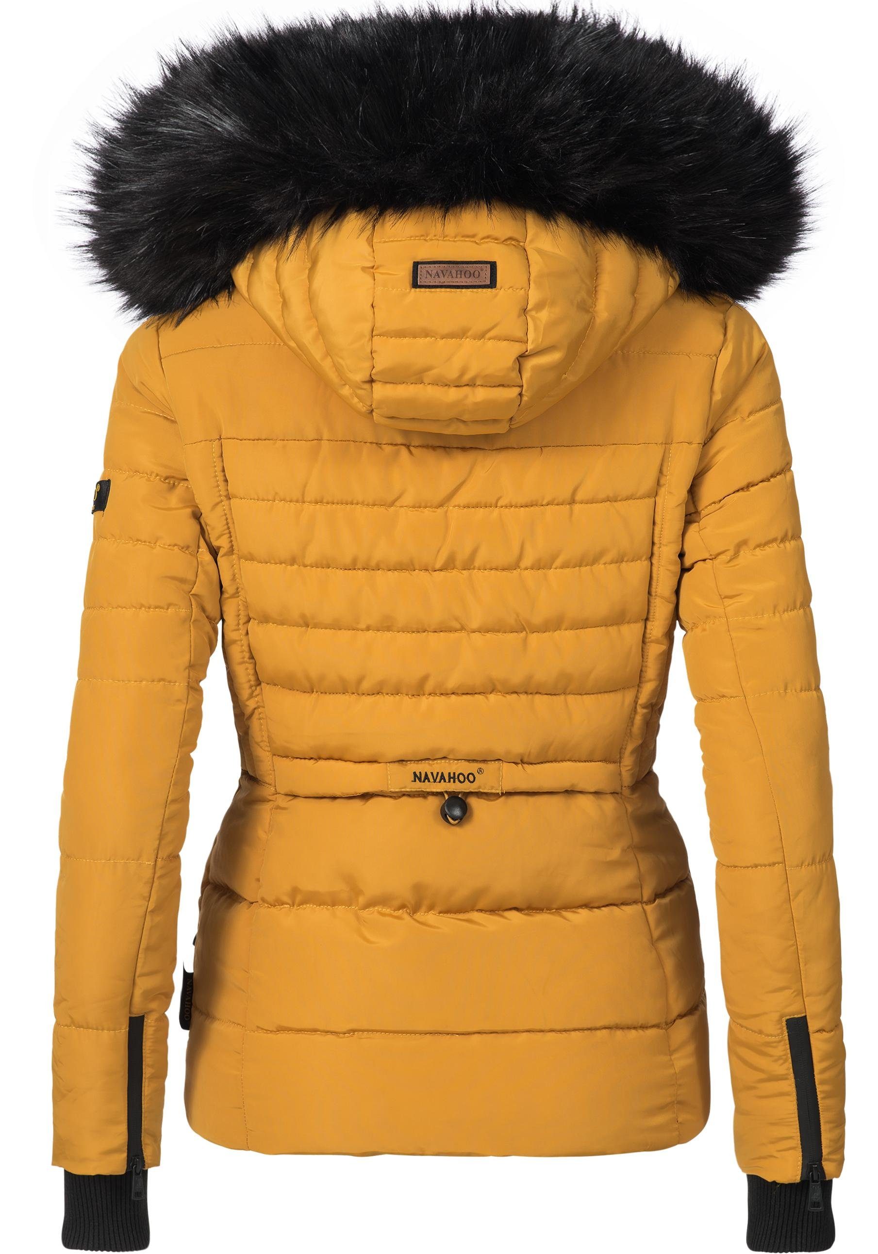 Navahoo Steppjacke Adele hochwertige Winterjacke mit edler Kunstfell- Kapuze