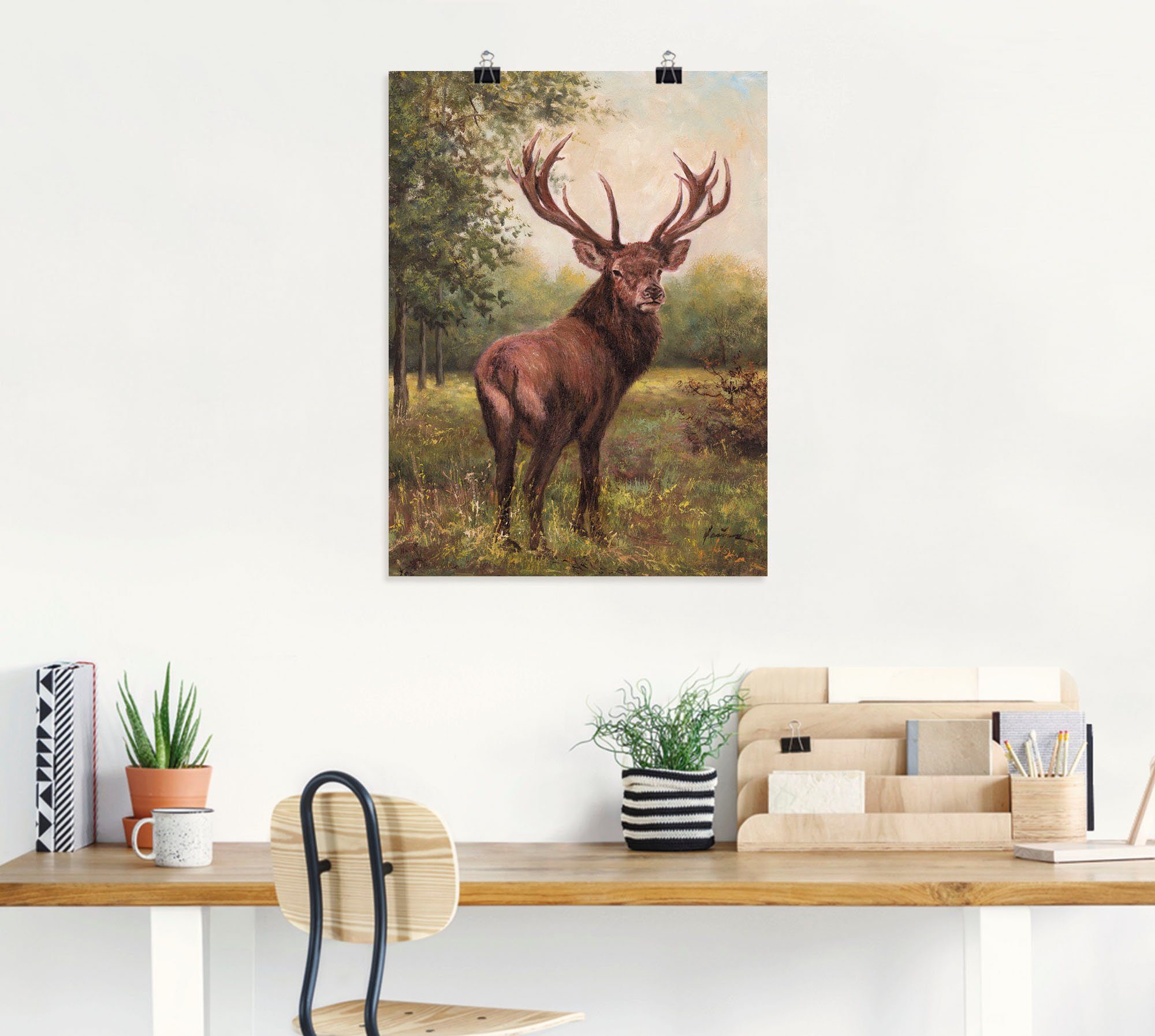 Artland Wandbild Hirsch, Wildtiere (1 St), als Leinwandbild, Poster in verschied. Größen