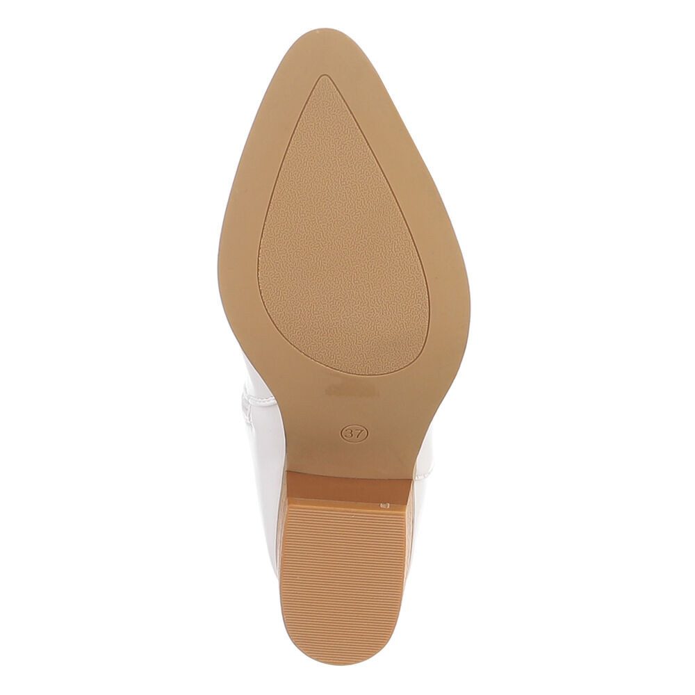 Ital-Design Damen Kniestiefel Western-Optik Blockabsatz Westernstiefel (92078625) Blockabsatz Stiefel in Weiß