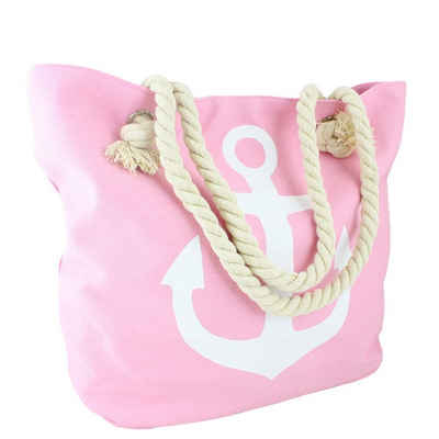 Sonia Originelli Strandtasche Strandtasche Anker uni mit Ankeraufdruck Seilkordeln Shopper, kleine Innentasche mit Reißverschluss