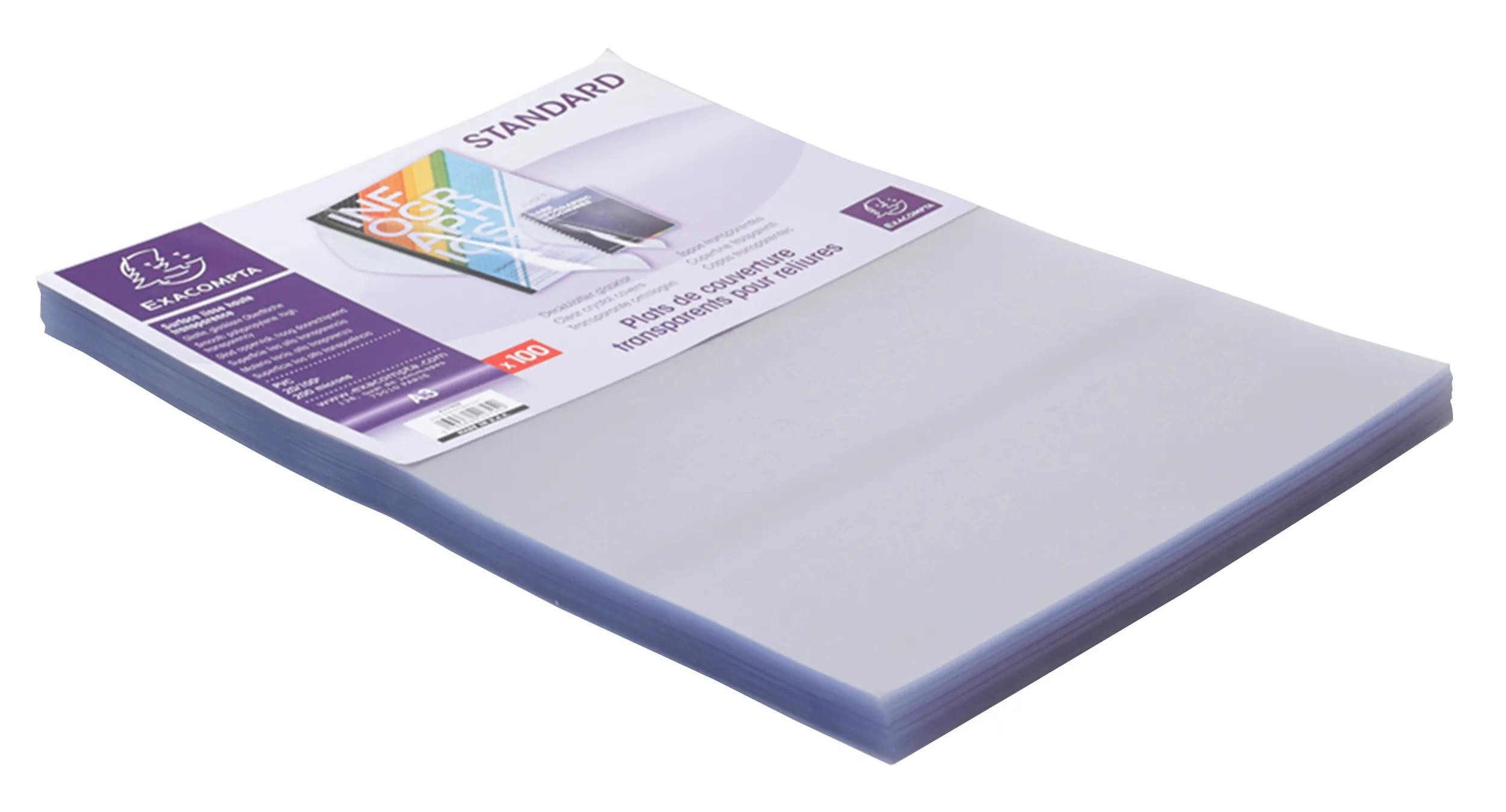 EXACOMPTA Buchbindemappe 100er Pack Einbanddeckel aus PVC 200µ, für DIN A3 - Kristall - 42745E, DIN A3 Deckel, (