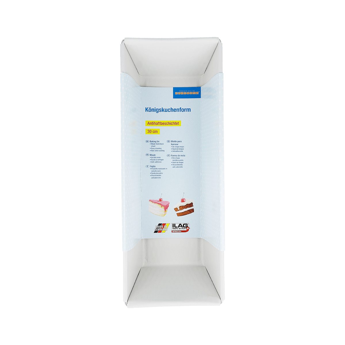 EUROHOME Backform Kuchenform eckig Backform Ø30 Antihaftbeschichtung, (1-tlg), Königskuchenform hoher Rand - Backform Kuchen