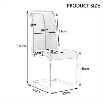 XDeer Bürostuhl 4er Set Esszimmerstühle,Bürostuhl,Gaststuhl,Weich Polsterstuhl, Freischwinger,verchromtes Metallgestell,mit Bezug aus PU
