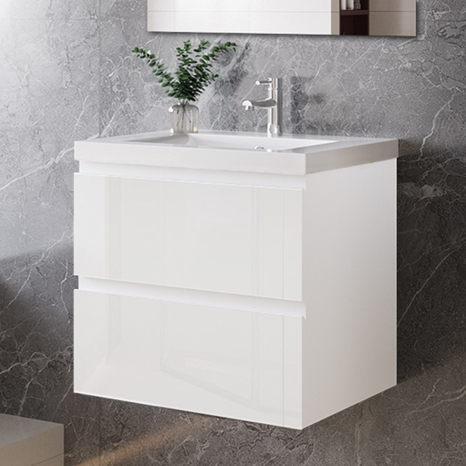 duschspa Waschtisch Waschbecken mit Unterschrank Badmöbel Set Badschrank Waschplatz, Hochglanz, 50-120cm