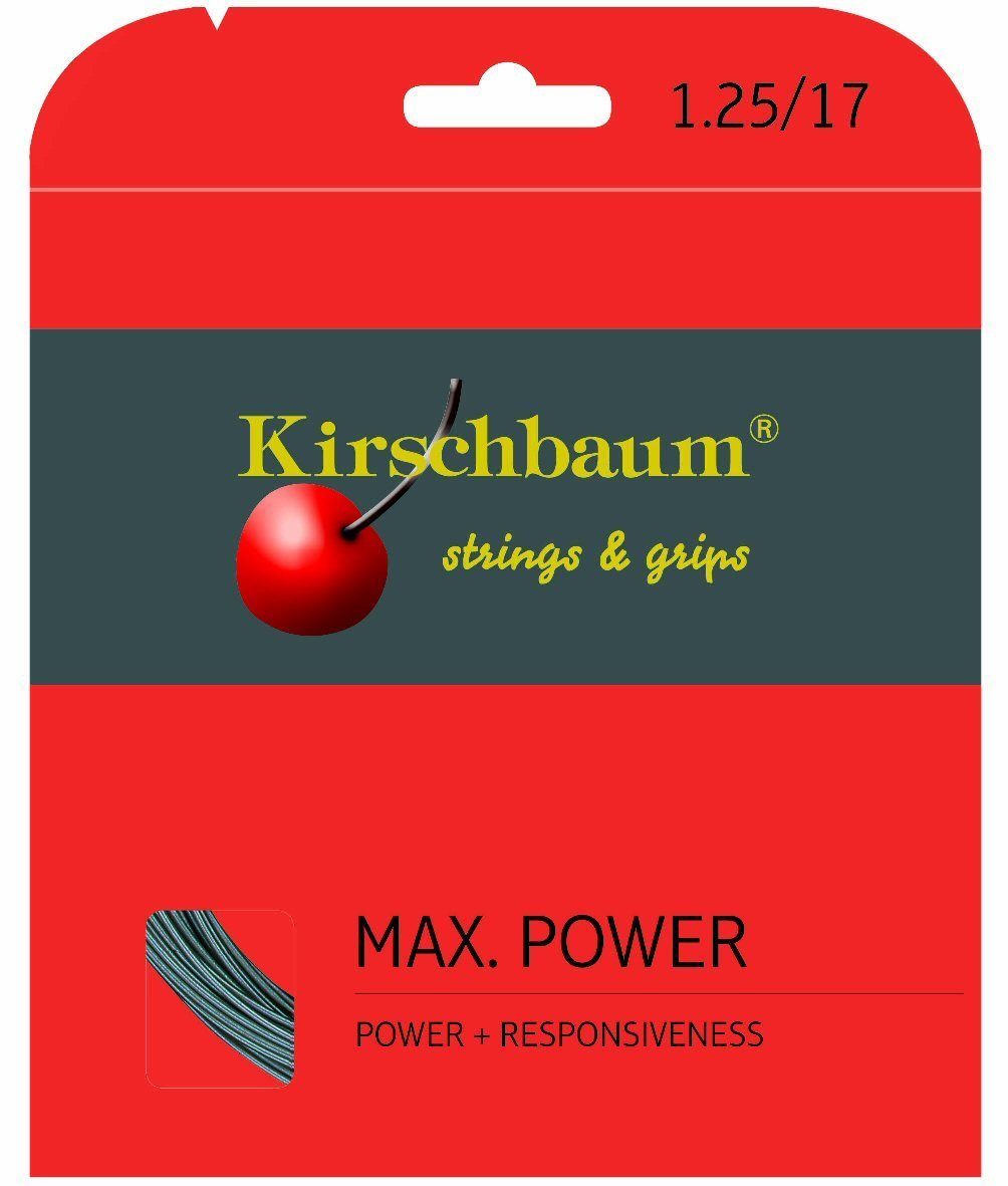 Kirschbaum Tennissaite Max Power (Haltbarkeit+Power) anthrazit 12m Set, Saitendicke: 1.25