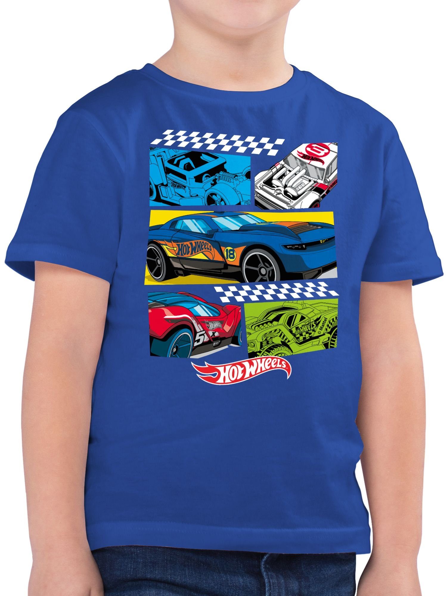 Shirtracer T-Shirt Comic Hot Rennautos Wheels 01 Jungen Royalblau