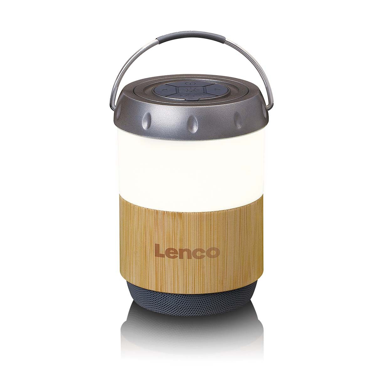 Lenco BTL-030BA Lautsprecher 1.0 (Bluetooth®, 3 W, Bluetooth-Laterne, Lautsprecher, Bambusdesign für Terrasse und Garten)