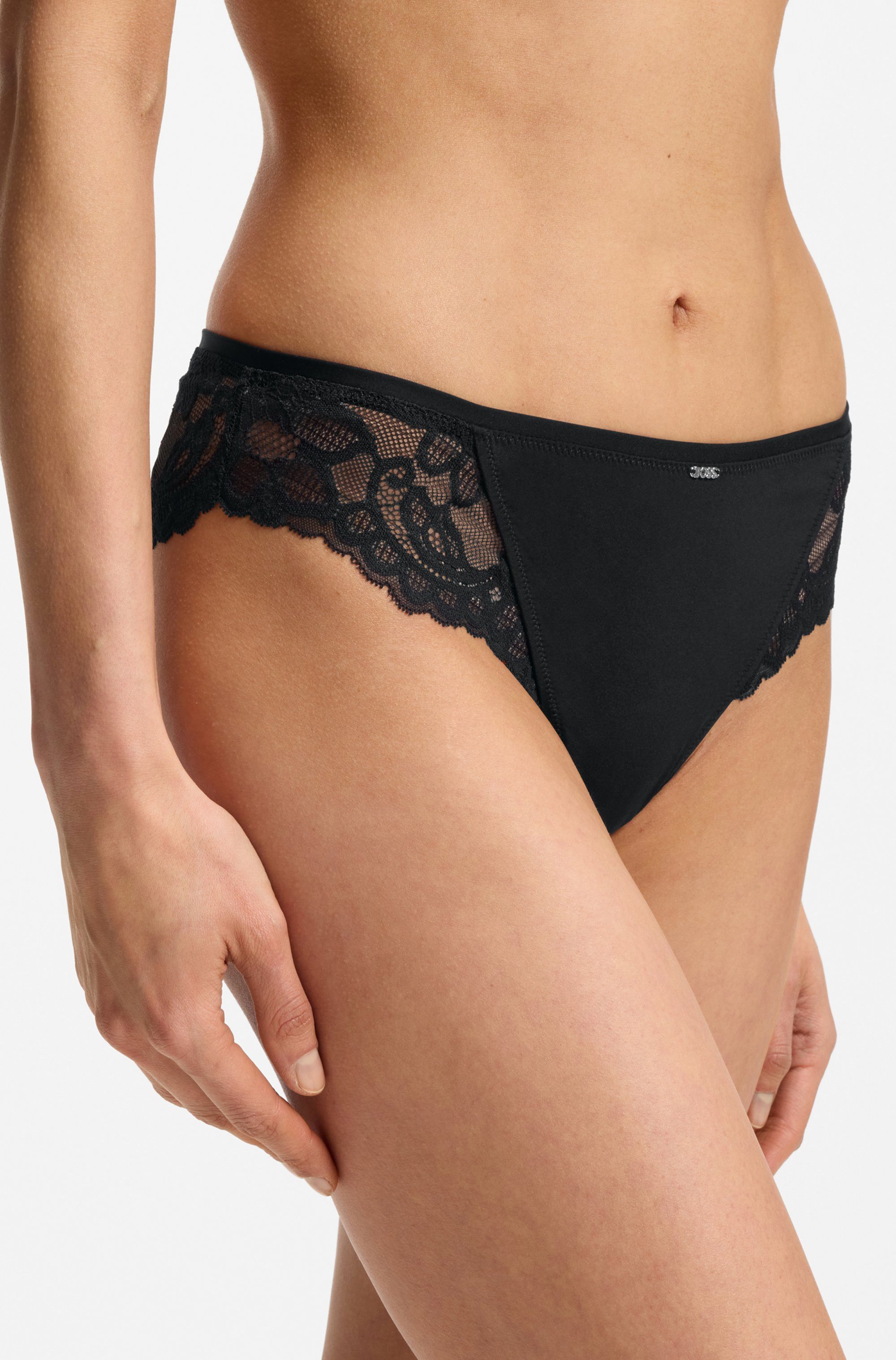 BOSS Slip BRIEF BLOSSOM mit Spitze, Label-Anhänger