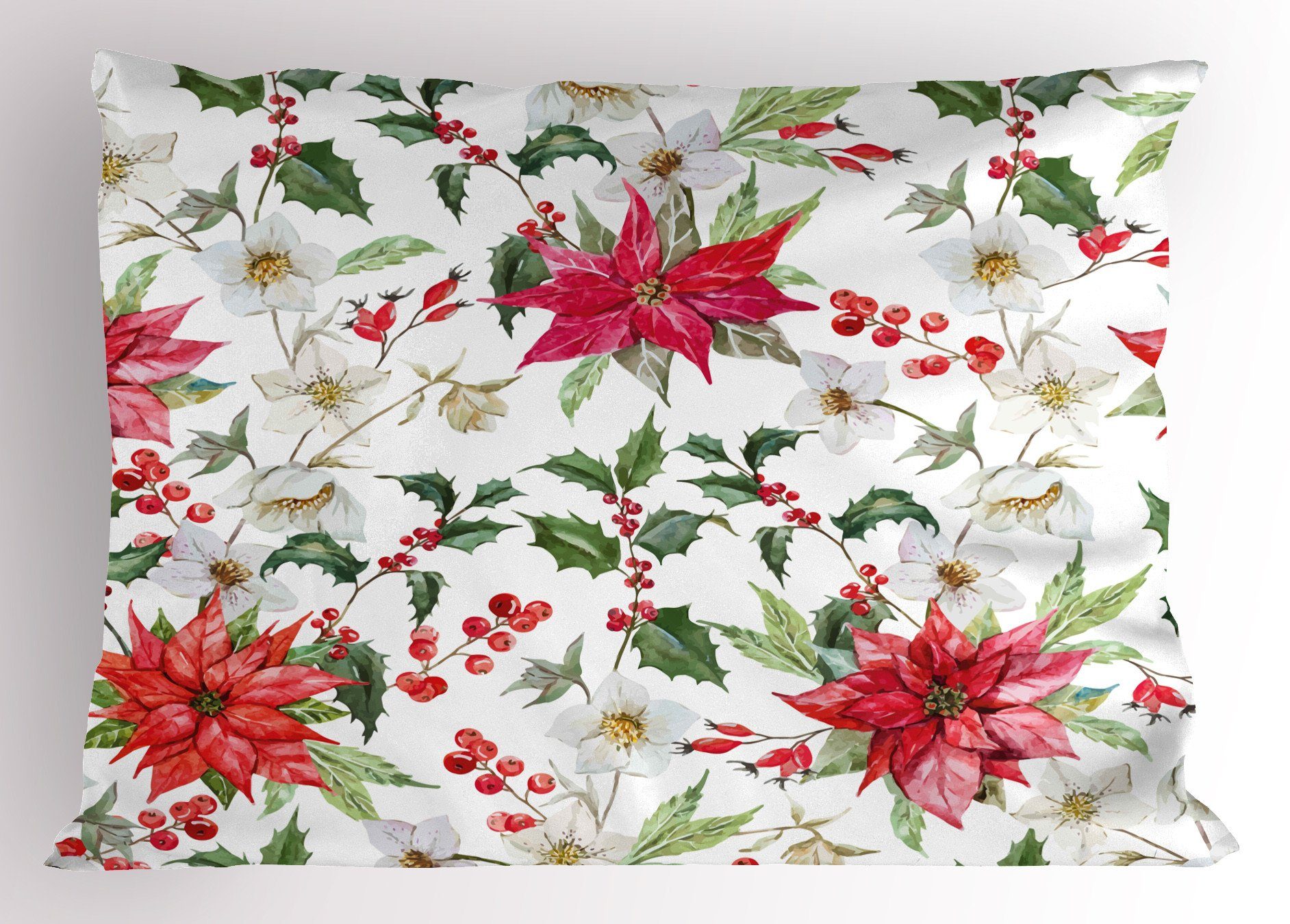 Kissenbezüge Dekorativer Standard King Size Gedruckter Kissenbezug, Abakuhaus (1 Stück), Blumen Weihnachten Blumen Knospen