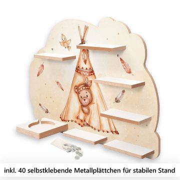 Kreative Feder Wandregal MUSIKBOX-REGAL Teddy im Zelt, für TONIE-BOX und TONIES inkl. 40 Metallplättchen